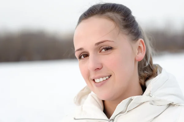 Portrait of a girl in the a soft background — Stock Photo, Image