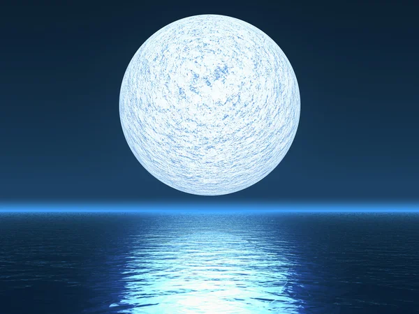 White planet over the sea — Stock Photo, Image