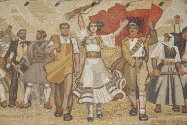 Albanian nationalistic mural in tirana albania clipart