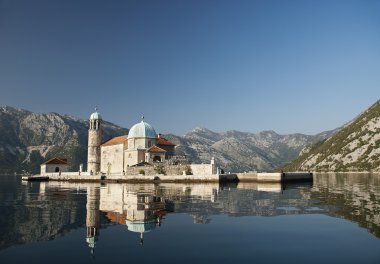 Church in perast kotor bay montenegro clipart