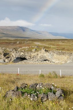 Gökkuşağı İzlanda ile peyzaj