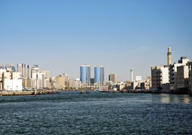 View of dubai city port and city clipart