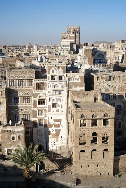 传统建筑在萨那也门 — 图库照片