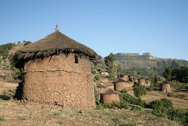 Традиционные африканские дома в Эфиопии лаллибела — стоковое фото