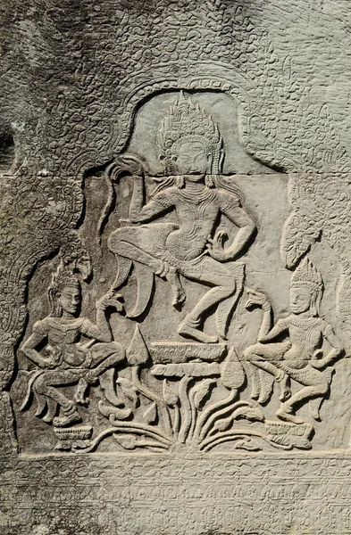Khmer steen houtsnijwerk angkor wat Cambodja — Stockfoto