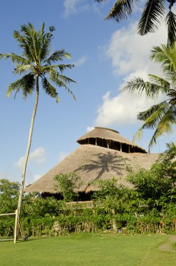 bali Endonezya hurma yaprağı ve bambu buliding