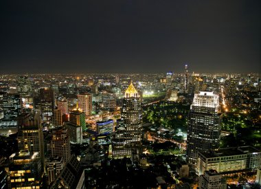 Bangkok skyline by night clipart