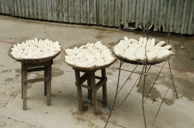 Bananas drying in battambang cambodia clipart