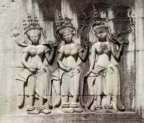 Khmer sten udskæringer angkor wat cambodia - Stock-foto