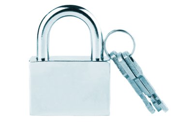 Metallic padlock with keys clipart