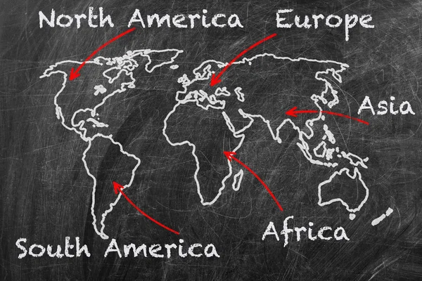 Kaart van de continenten — Stockfoto