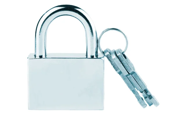 stock image Metallic padlock with keys