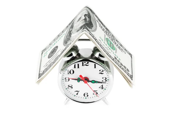 Alarm clock with money — Stock Photo, Image