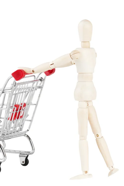 Dummy with shopping cart — Stock Photo, Image