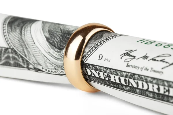 Dollar bill in a ring — Stock Photo, Image