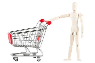 Dummy with shopping cart clipart