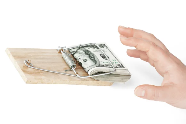 Money in mouse trap — Stock Photo, Image