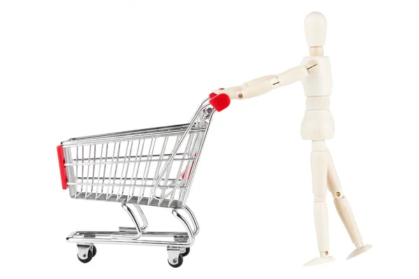 Stock image Dummy and shopping cart