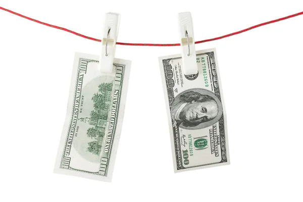 Dollars with clothespins — Stock Photo, Image