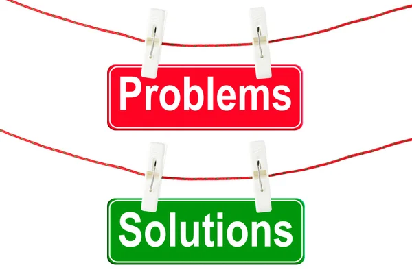 Problems and Solutions signs — Stock Photo, Image