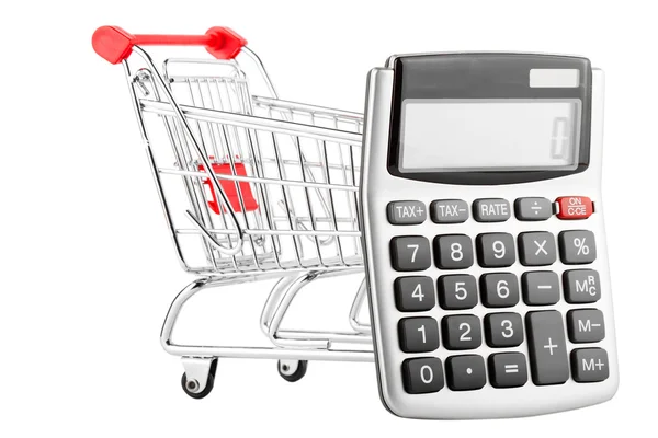 Calculator with a shopping cart — Stock Photo, Image