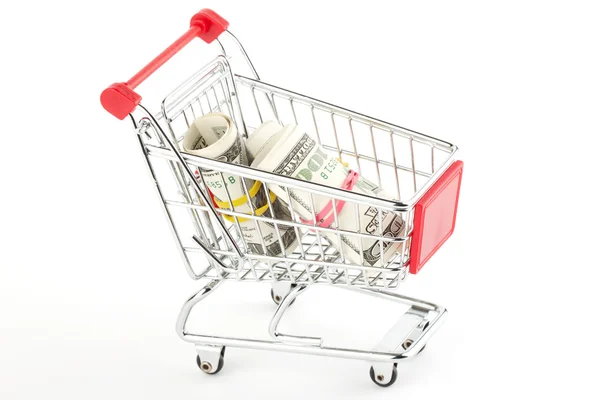 stock image Shopping cart and dollars