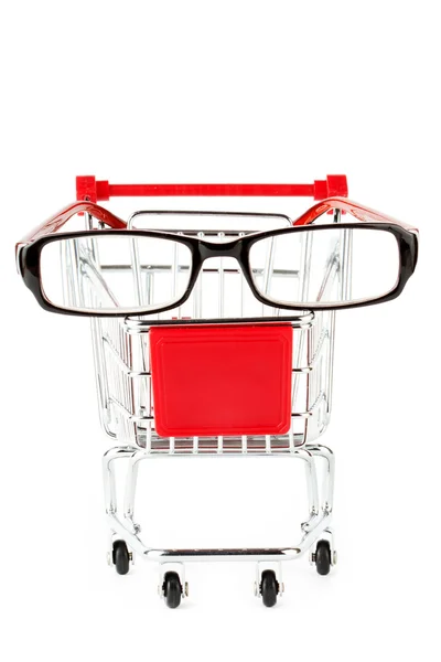 Shopping Cart with eye glasses — Stock Photo, Image
