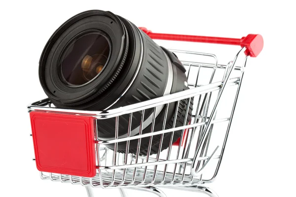 Photo Lens in Shopping Cart — Stock Photo, Image
