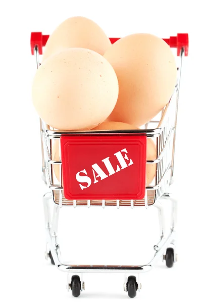 Einkaufswagen mit Eiern — Stockfoto
