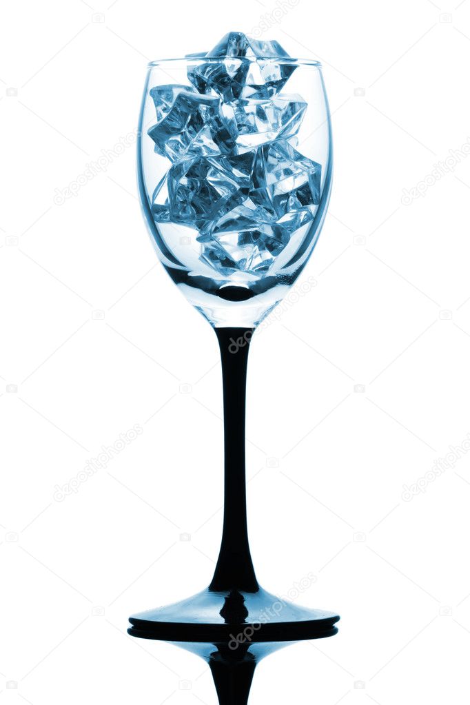 Footed tumbler with ice cube