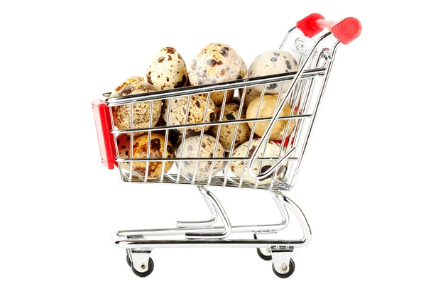 Shopping Cart with Quail Eggs — Stock Photo, Image