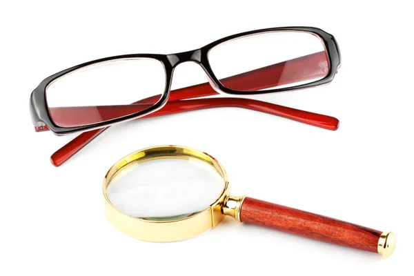 Büyüteç'i ve gözlük camı — Stok fotoğraf