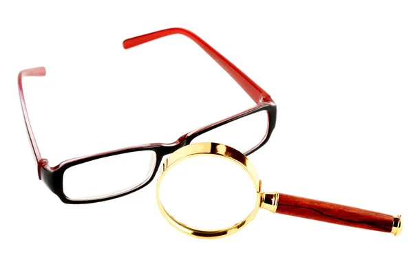 Nagyító és szemüveg — Stock Fotó