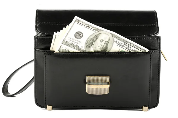 Dinheiro no saco preto — Fotografia de Stock