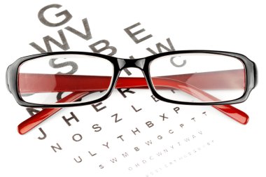 Reading glasses with eye chart clipart