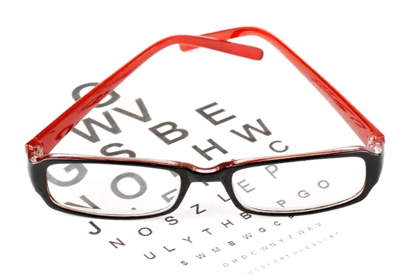Читання окулярів з діаграмою очей — стокове фото