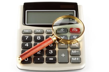 Calculator with a magnifying clipart