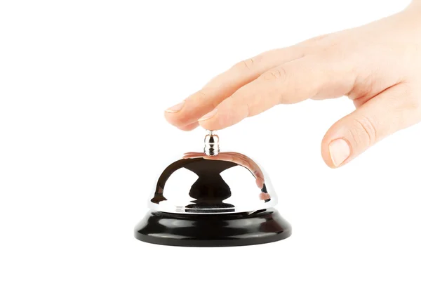 Звонок в колокол для обслуживания с рукой — стоковое фото