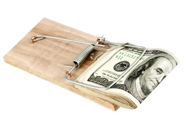 Dollars in mouse trap clipart
