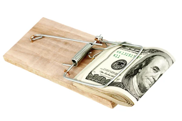 Dolarów w pułapce na myszy — Zdjęcie stockowe