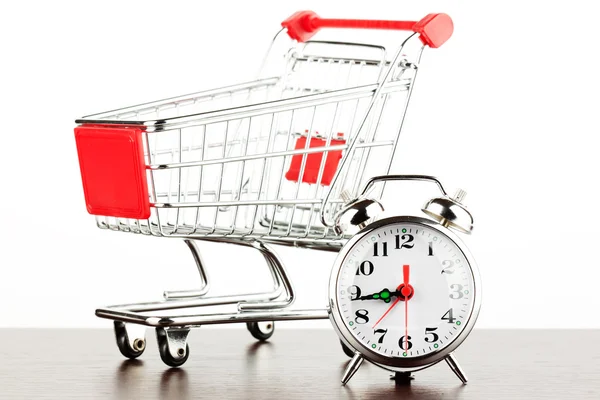 stock image Shopping cart and alarm clock