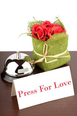 Press for Love Sign at Hotel clipart