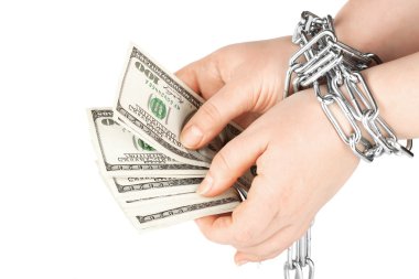 Hands with dollars in chain clipart