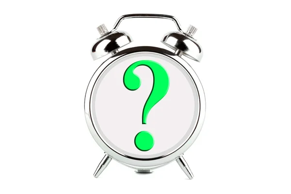 Question symbol on alarm clock — Stock Photo, Image