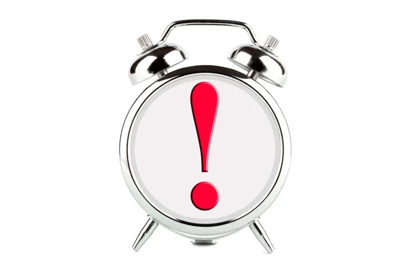 Exclamation point on alarm clock — Stock Photo, Image