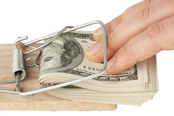 Dolarů v pasti na myši — Stock fotografie