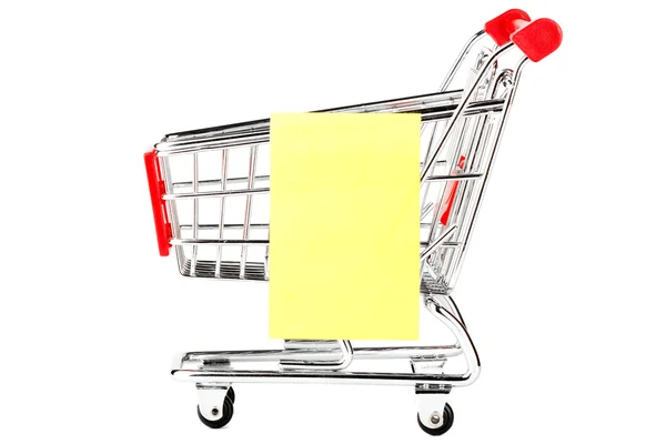 Shopping cart with tag — Stock Photo, Image