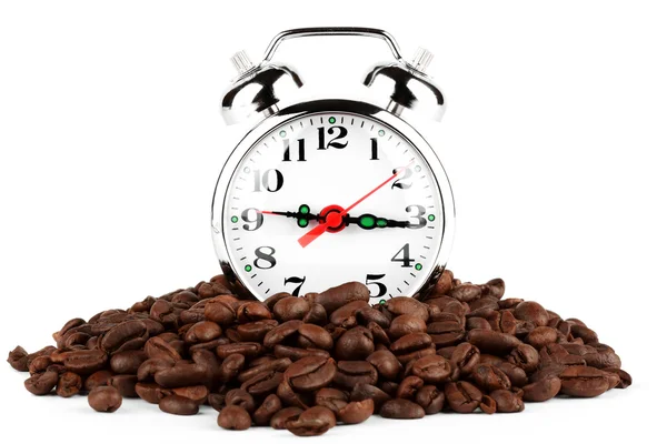 Alarm clock on a coffee — Stock Photo, Image