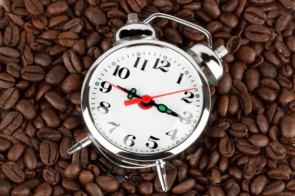 Alarm clock on a coffee — Stock Photo, Image