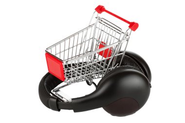 Shopping cart with headphones clipart